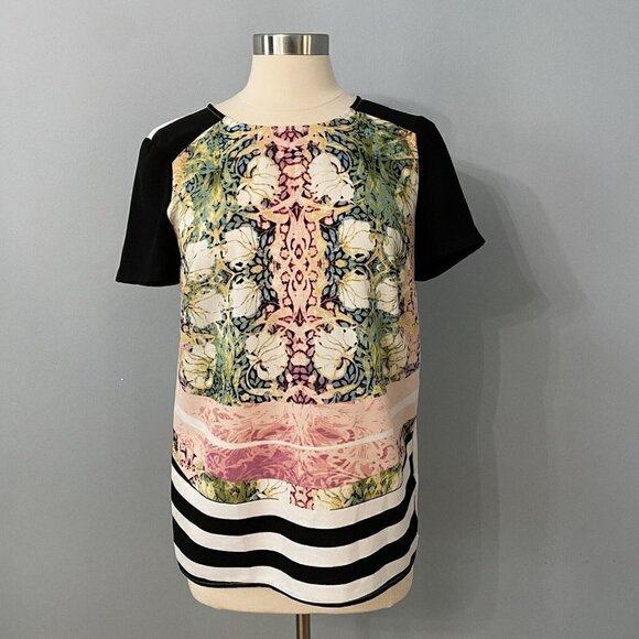 Ivanka Trump Floral Blouse Size Small Short Sleeves - Picture 3 of 8